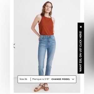 MADEWELL - NWT  The Perfect Vintage Crop Jean in Clymer Wash, size 33